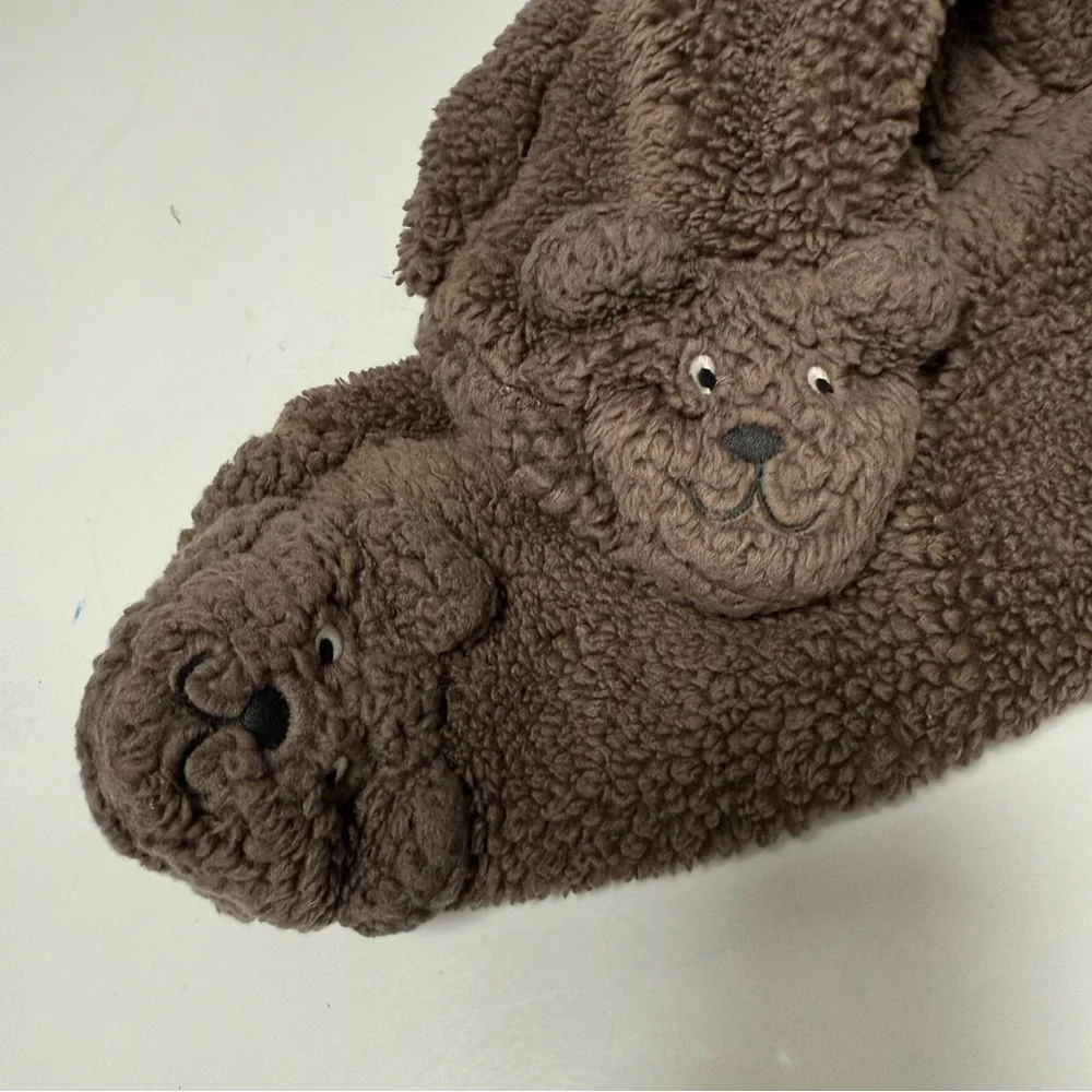 Soft fleece brown teddy bear onesie